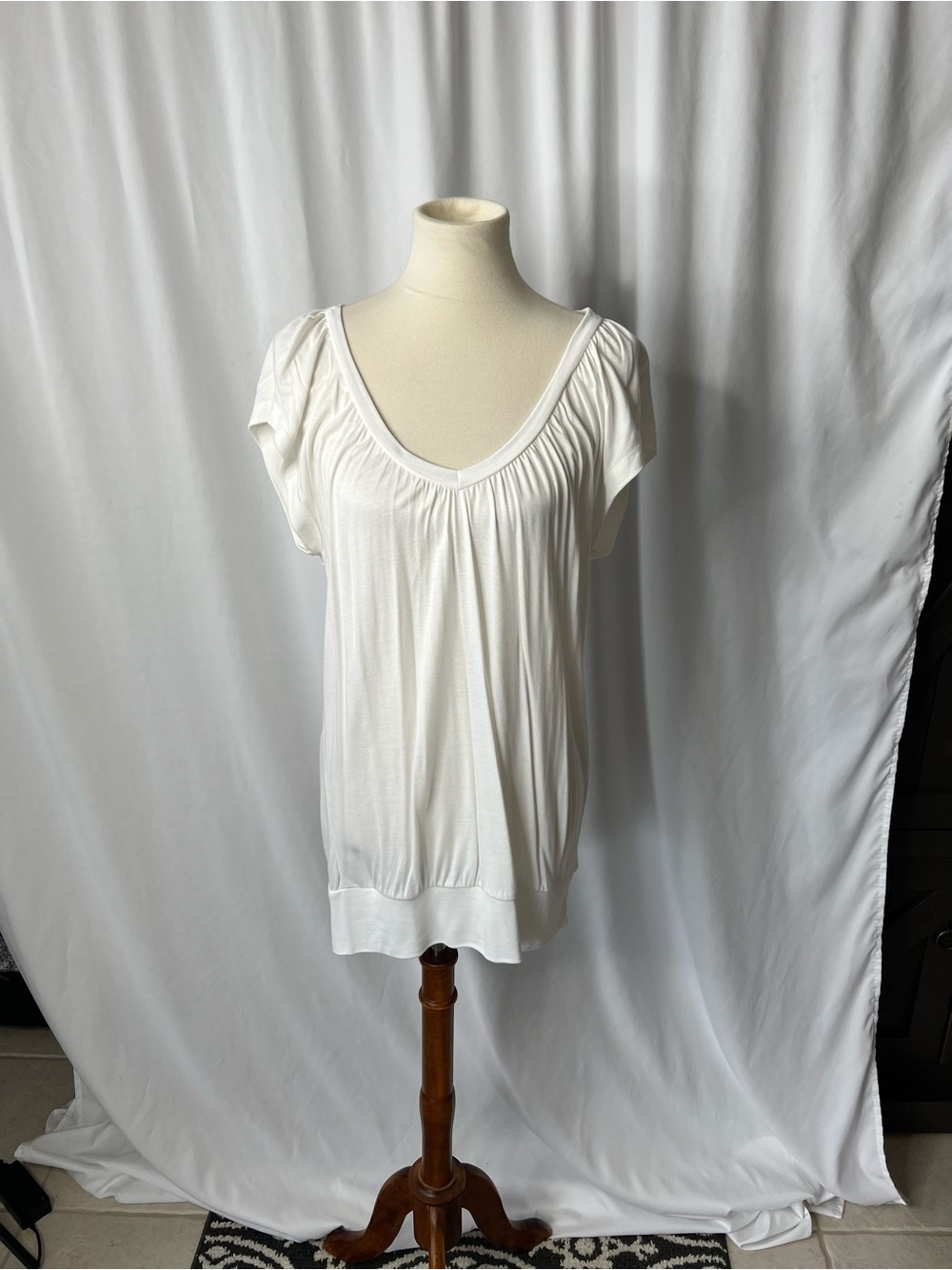 LASCANA for VENUS White Ruched Tunic Top NWT Medium